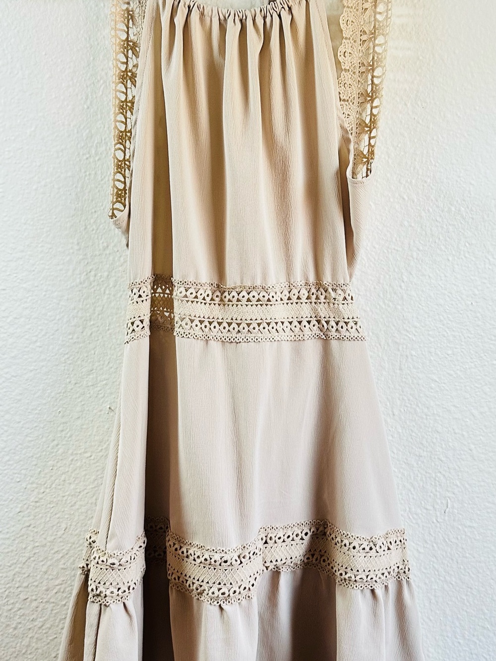 Beige Crochet-Trim Maxi Dress - Women